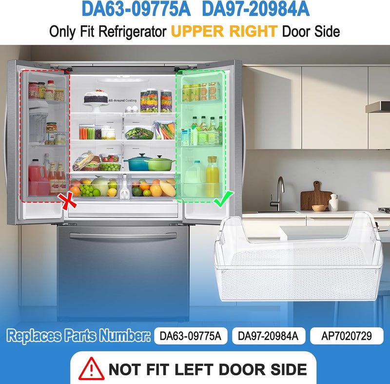 Alvar [2 PACK] Upgraded Right Refrigerator Door Bin RF28T5001SR RF28T5021SR RF27T5201SR RF27T5241SR RF28T5101SR RF28T5001SG DA63-09775A DA97-20984A Door Shelf Compatible with Samsung Refrigerator Door Bin - Image 3